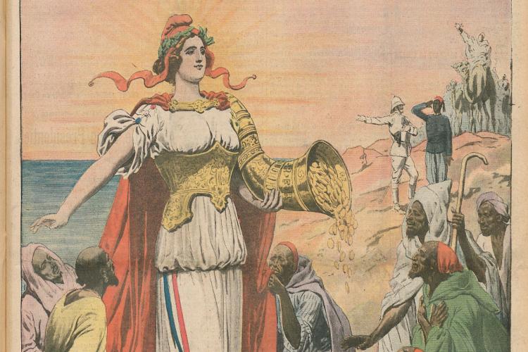Propagande coloniale : La France va pouvoir porter librement au Maroc la civilisation, la richesse, et la paix.